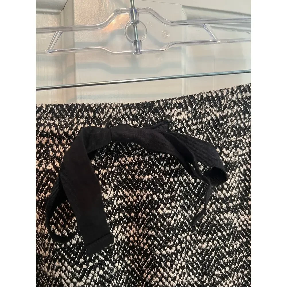 NEW Loft Black White Boucle Pocket Drawstring Skirt Woven Mini Pull On Womens XS
